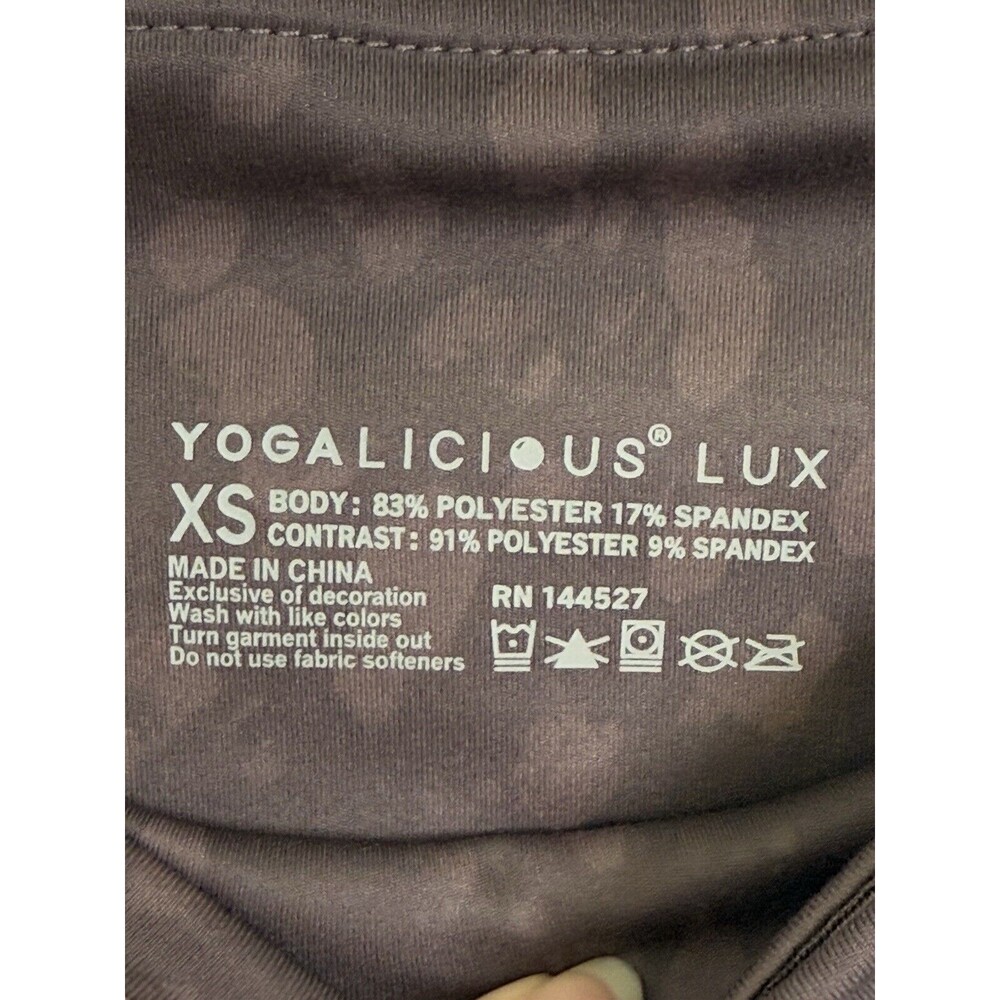 Yogalicious Lux Animal Print Biker Shorts Taupe Brown Womens Size XS W Pockets - Picture 5 of 9
